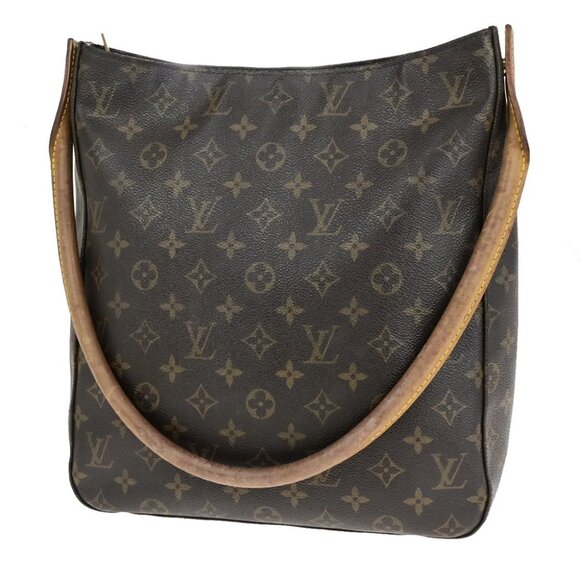 LOUIS VUITTON Logo Looping GM Shoulder Bag Monogram Leather Brown